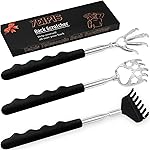 Yeipis 3 Pack Back Scratcher Metal Portable Telescoping with Rubber Handles, Extendable Back Massager Tool with Beautiful Box, White Elephant Stocking Stuffers Gifts for Men Women Christmas Presents