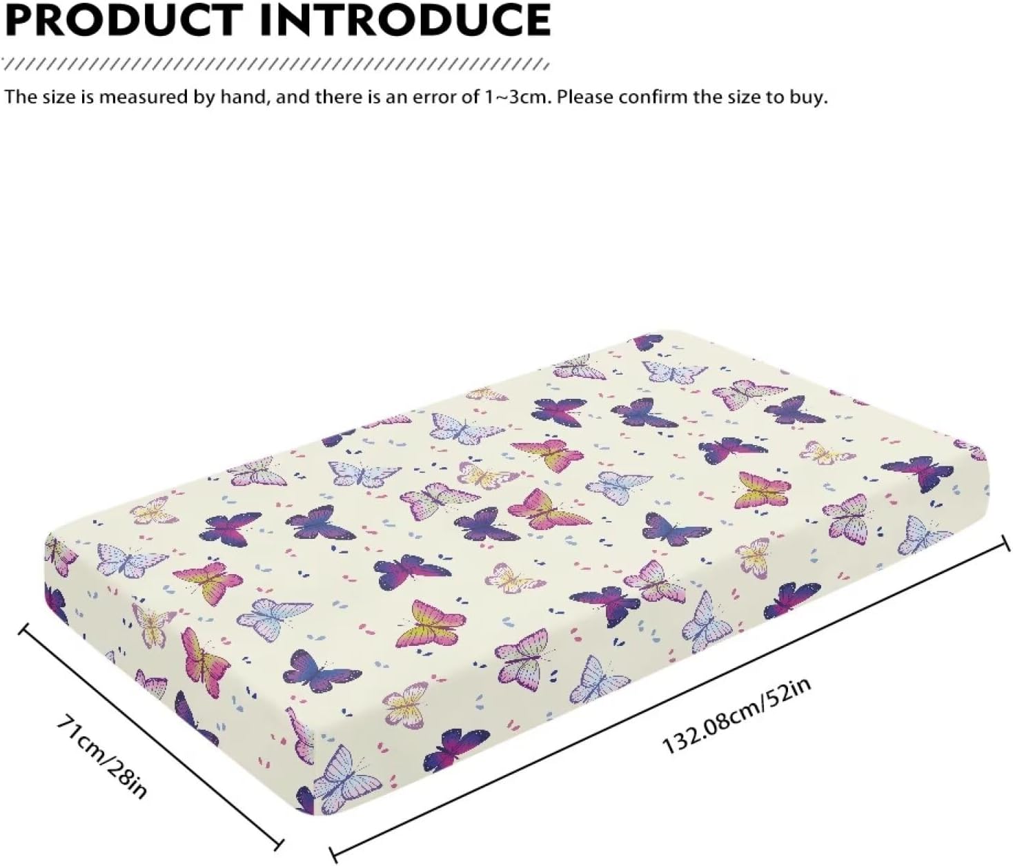 Purple Butterfly Baby Crib Sheets Crib Mattress Cover for Boys Girls Nursery Bed Sheet Organic Fitted Crib Sheets for Standard Crib & Toddler Mattress Crib Mattress Protector