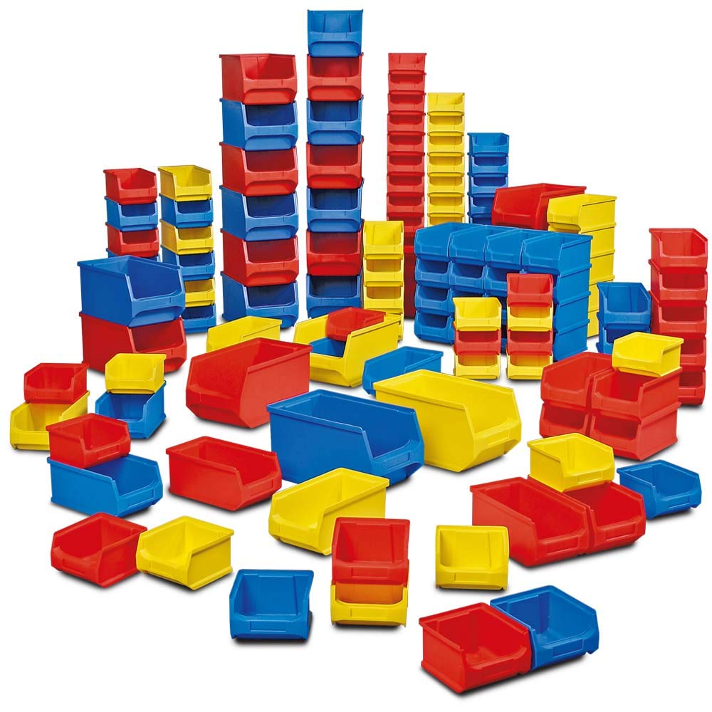 BRB 48x Sichtlagerbox PROFI 100x100x60mm - Blaue Stapelboxen Für Werkstatt & Lager