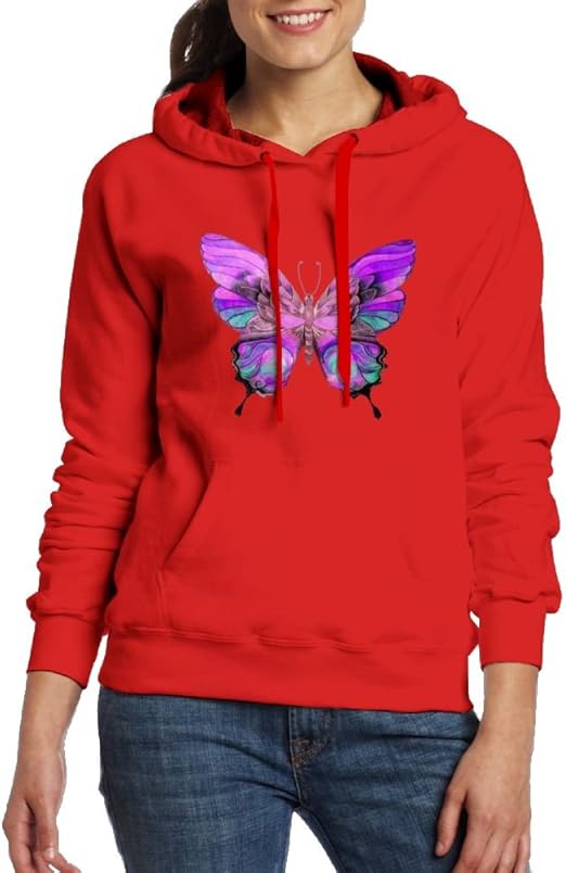 Amazon.com: Colorful Butterfly Casual Women Hoodies Long Sleeve Drawstring Sweatshirt : Clothing 