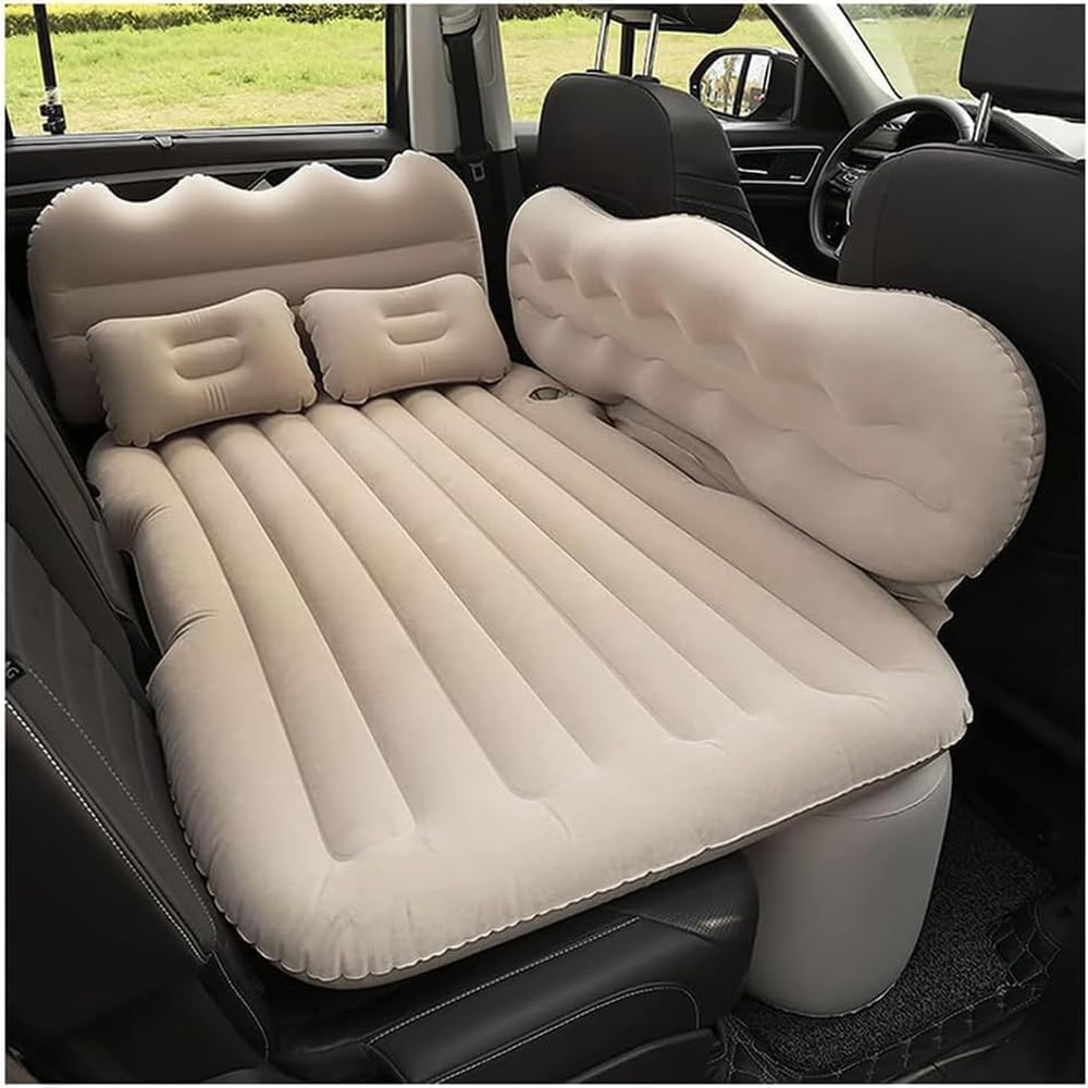Car Inflatable Mattress for Ford Mondeo V 2014 2015 2016 2017 2018 2019 2020 2021 2022 Combi Hybride Portable Flocking Air Mattress Camping Travel Mattress Auto Accessories,Beige