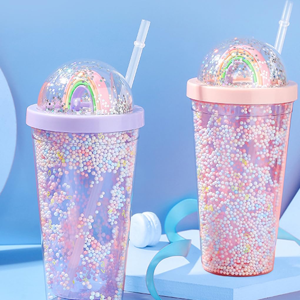 3er-Set, leicht zu reinigende Wasserflasche, hält den ganzen Tag über hydratisiert, Outdoor-Aktivitäten, Kunststoff-Wasserflasche mit Strohhalm, rosa