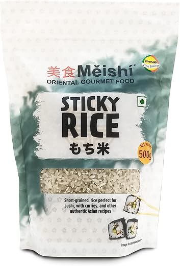 Meishi White Sticky Rice | 500g | Traditionally Grown | Gluten Free Short Grained Rice With a Thick Chewy Texture | Sushi ...