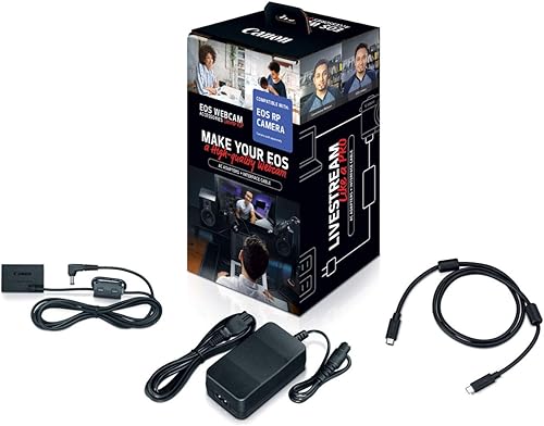 Canon Kit de inicio de accesorios para cámara web EOS para cámaras digitales EOS Serie R, adaptador de CA AC-E6N, acoplador de CC DR-E18, cable de