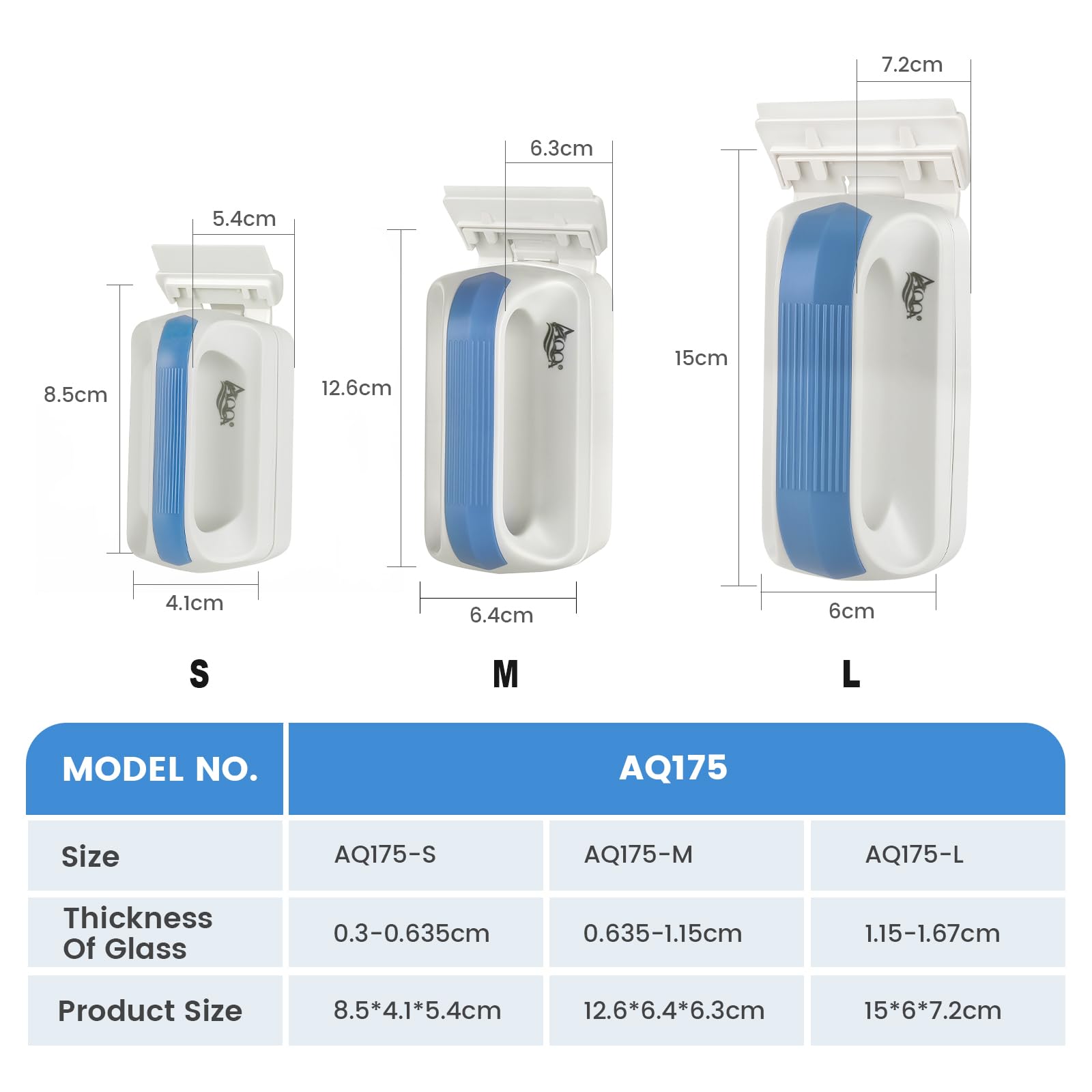 AQQA Aquarium Magnet Scheibenreiniger,Starke Aquarium Alge Reinigungs Magnet Bürste Reiniger,Fish Tank Glasreiniger Reinigungswerkzeug mit 2 Abnehmbarem Schaber
