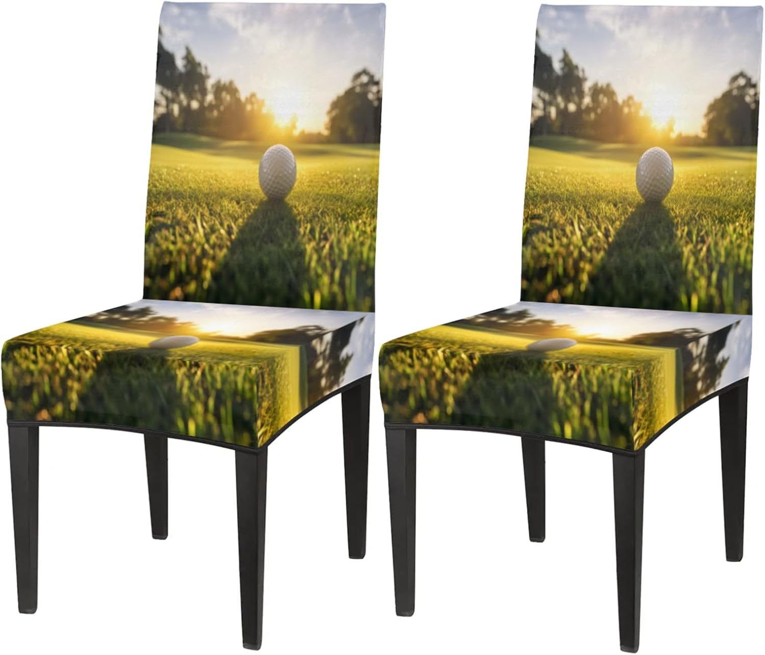 QsirBC Golf Gass Stretch Dining Room Chair Covers Set of 4 Chair Slipcovers Removable Washable Kitchen Seat Covers Chair Protectors for Hotel Party Wedding