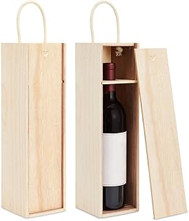 Juvale Wooden Wine Box - Unfinished Wine Box for Custom Engraving - Wood Container with Sliding Lid & Handle - Gift Case for Birthdays & Anniversaries - Pack of 2, 13.9"x 3.9"x 4"