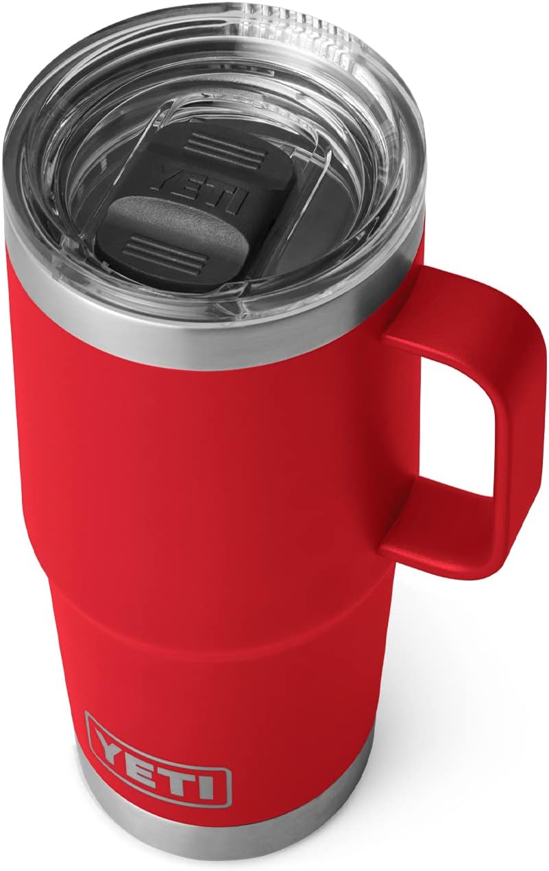 Rambler 20 oz Travel Mug, Stainless Steel, Vacuum Insulated with Stronghold Lid, Rescue Red
