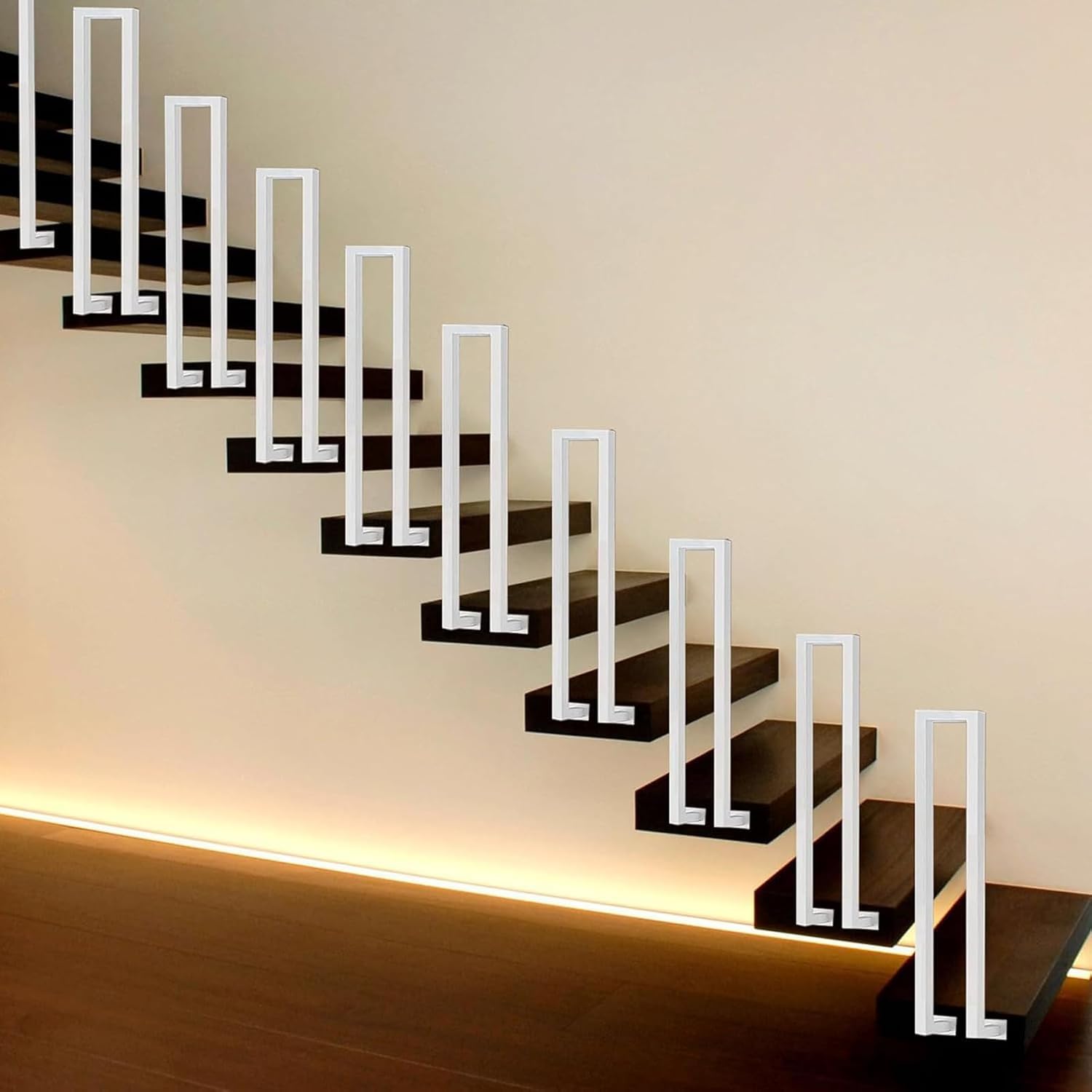Garde-corps en fer blanc de 90 cm au design en U pour une sécurité extérieure chic