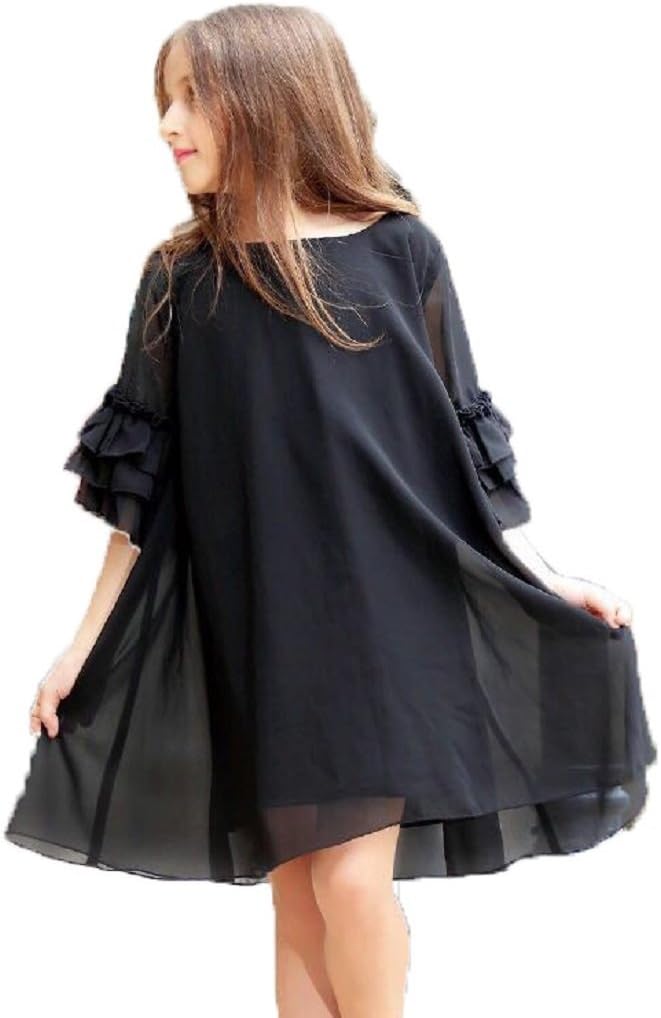 Miss Q Big Girls Beautiful Chiffon Modern A-line Dress (with Options), 8-14 Tween/Teen Special Occasion