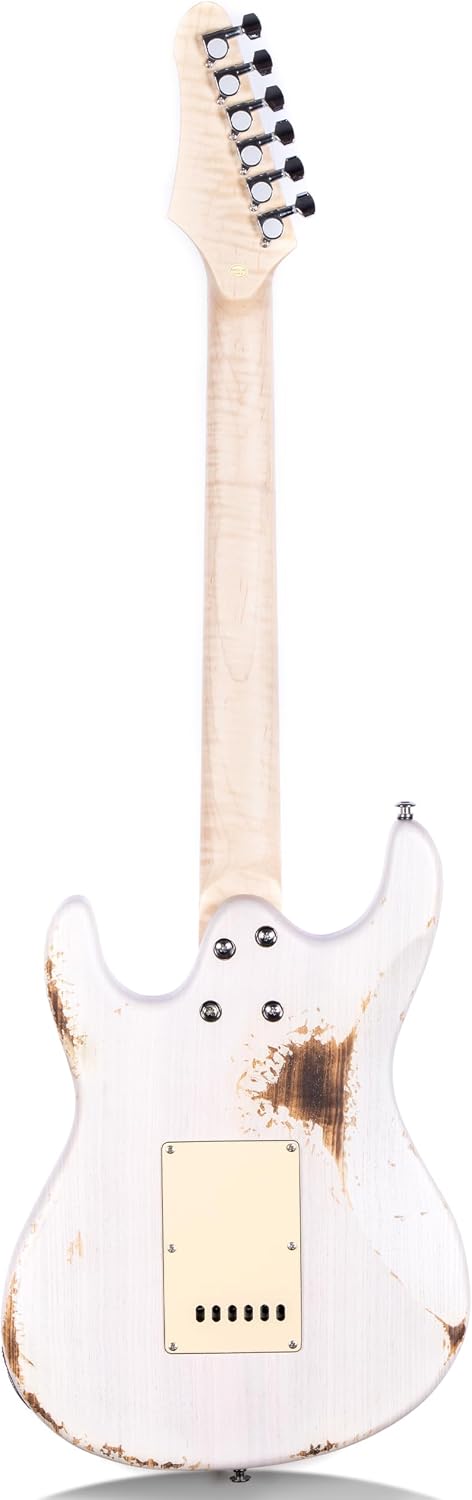 Grote Solid Electric Guitar Relic Finish Basswood Body Maple Neck GSTR-04 (White02)