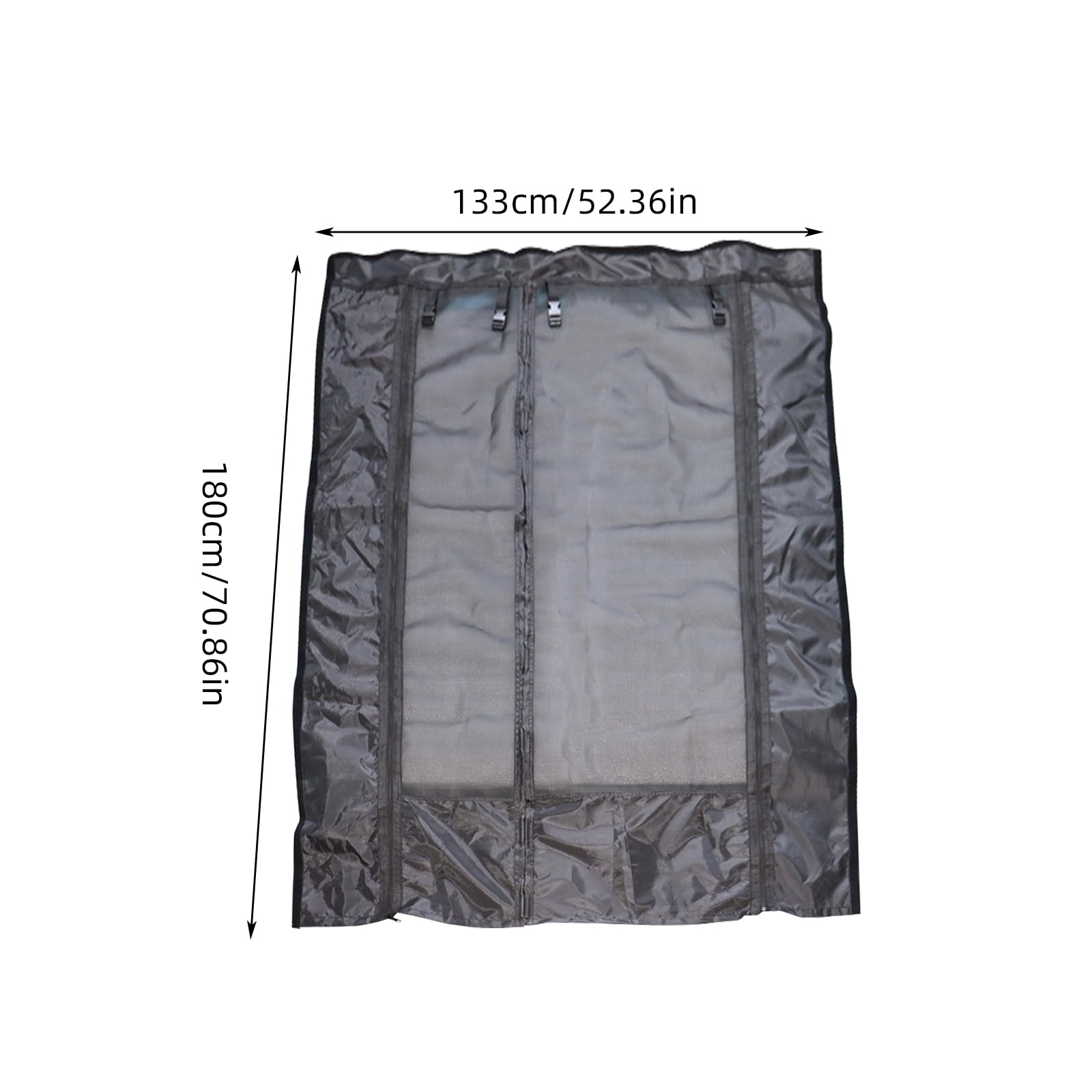 Moustiquaire pour van - Rideau de porte de caravane - Avec mousqueton et fermeture éclair - Store anti-moustiques - Pour camping-car, caravane - Noir - 133 x 180 cm