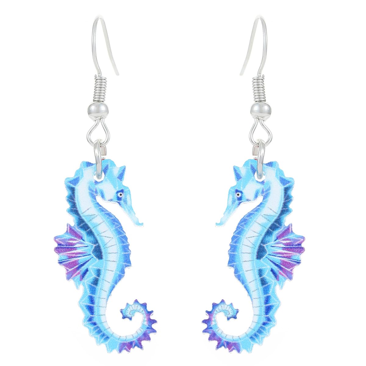 Summer Beach Seahorse Acrylic Earrings for Women Cute Acrylic Seahorse Dangle Drop Earring Lightweight Ocean Themed Jewelry Vacation Style Seaside
