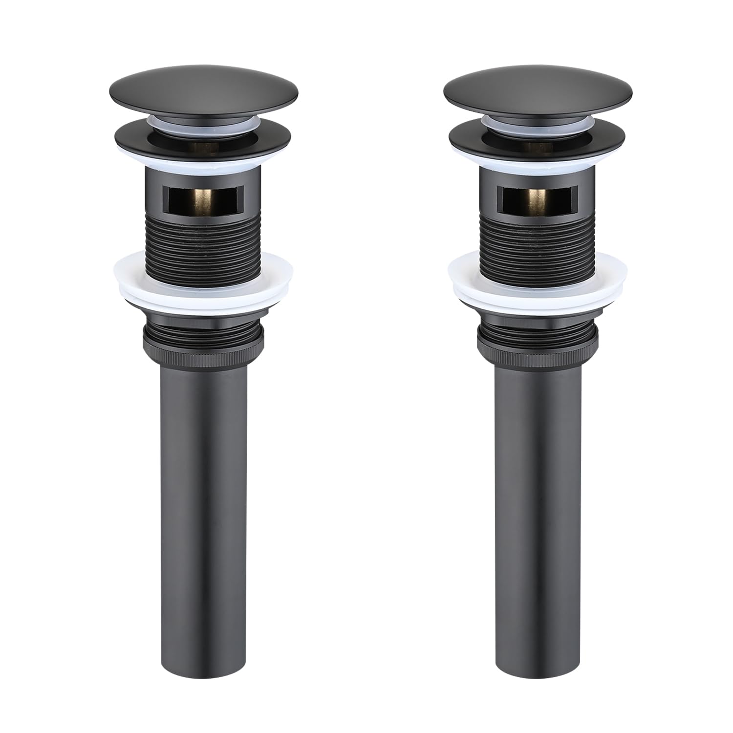 Ochine Paquete de 2 desagües para fregadero de baño con desbordamiento, tapón de drenaje desplegable de acero inoxidable, tapón de drenaje desplegable de empuje y sellado