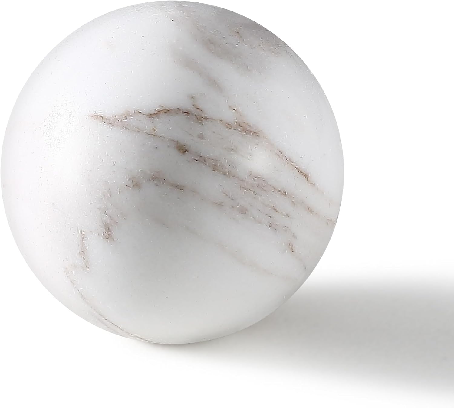 BUICCE Natural Marble Cabinet Knobs, 4-Pack 1.2” Diameter Sphere Pulls for Drawers, Premium Polished Stone Handles for Dresser, Nightstand & Furniture, with M4 Screws Included (4, White)