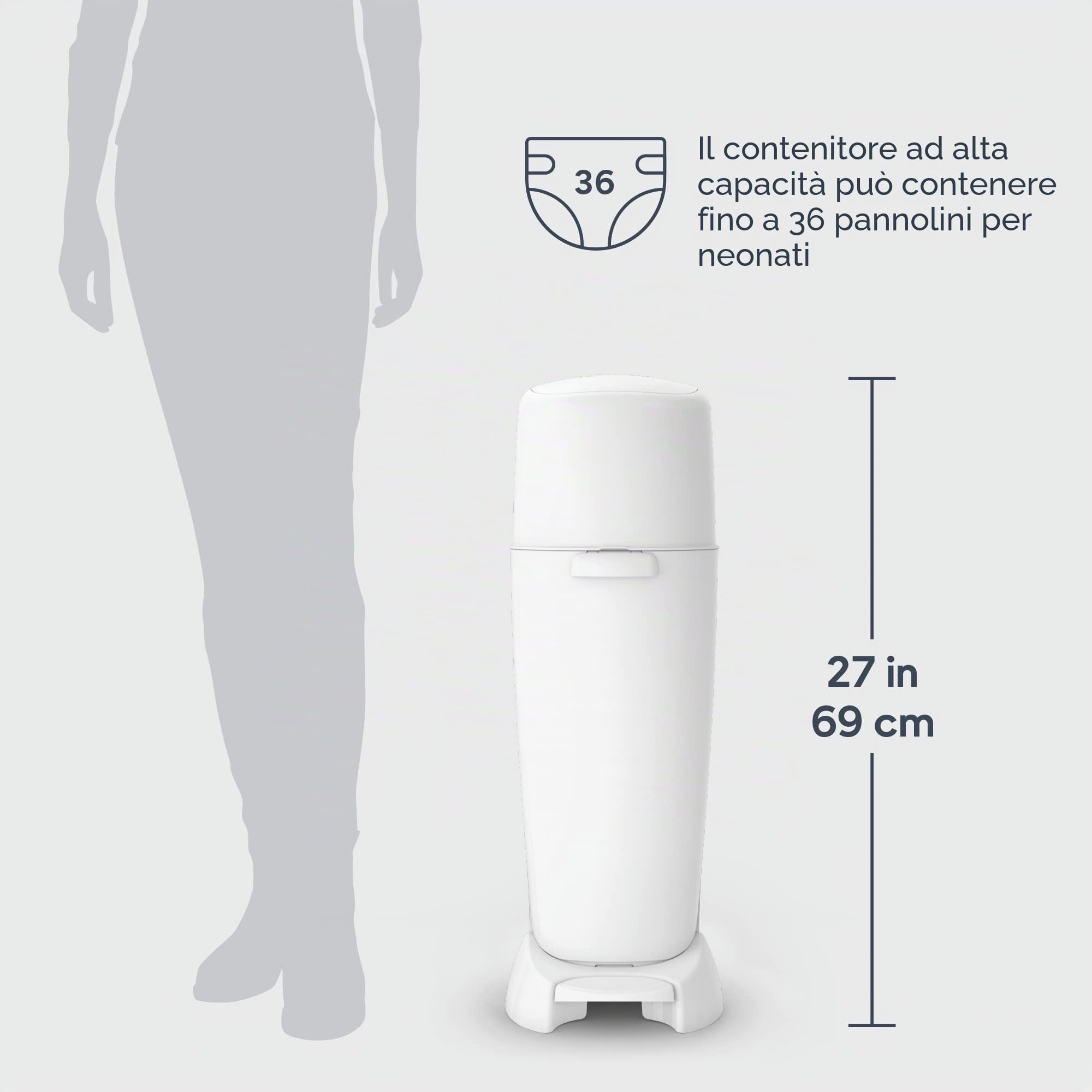 Playtex Diaper Genie - Secchio completo con sistema antimicrobico integrato per il controllo degli odori, include secchio e 1 ricarica, bianco, 3,8 kg