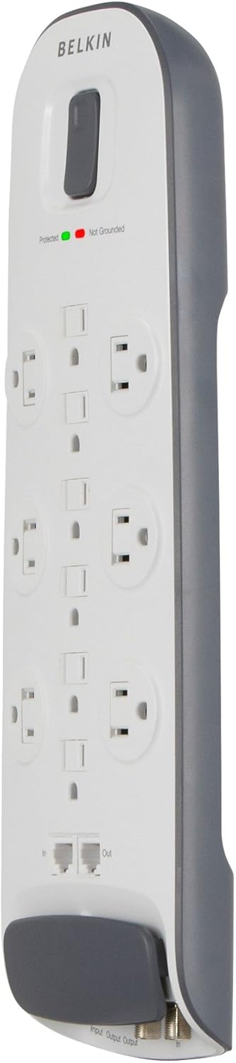 Hоttеѕt Sаlе Belkin Power Strip Surge Protector - 12 AC Multiple Outlets, Ethernet & Cable Protection - 8 ft Long Extension Cord for Home, Office, Travel, Computer Desktop & Charging Brick - 4000 Joules, White