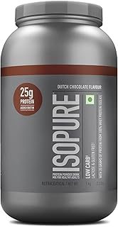 Isopure Whey Protein Isolate Powder with Vitamins for Immune Support & Biotine- 2.20 lbs, 1 kg (Dutch Choc), Lactose-Free,... Price In India