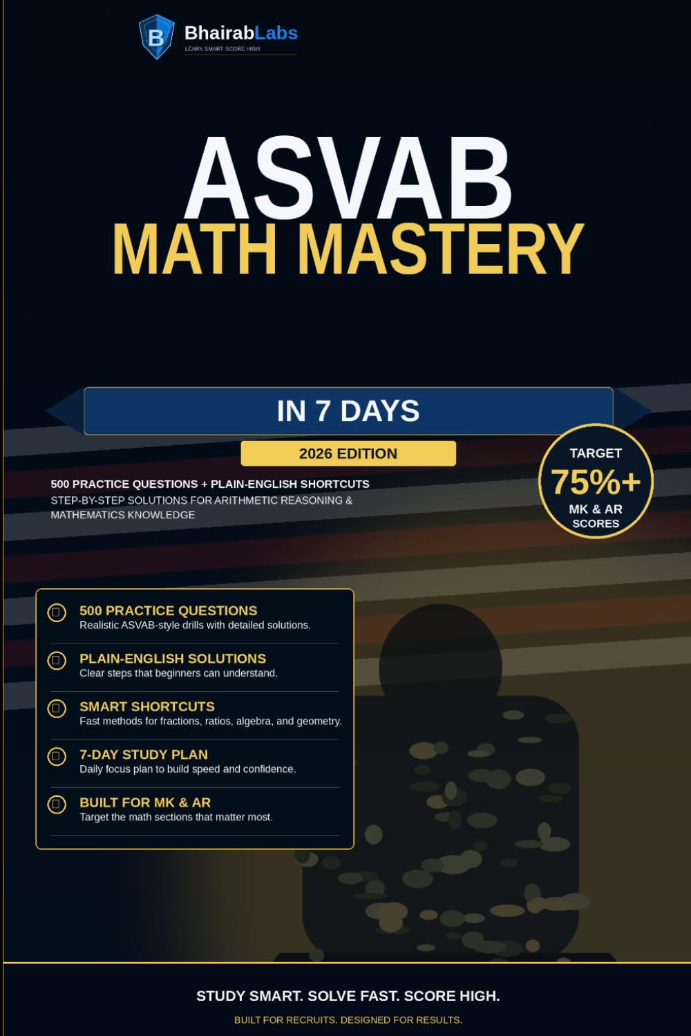ASVAB Math Mastery in 7 Days: 500 Practice Questions, Plain-English Shortcuts, and Step-by-Step Solutions to Boost Arithmetic Reasoning and Mathematics Knowledge Scores (ASVAB Prep)
