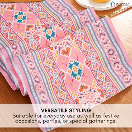 Image of HOMADORN Premium Digital Printed Table Runner - Double Layered Durable Fabric, Elegant Dining & Coffee Table Decoration, Fade-Resistant Prints, Easy Care (13X60 Inches ( 4 Seater), Boho Bliss)