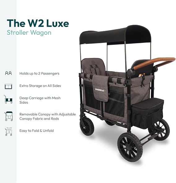 WonderFold W2 Luxe Stroller Wagon Charcoal Grey