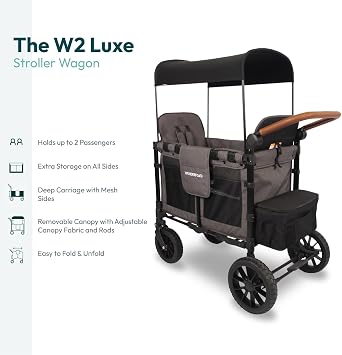 WonderFold W2 Luxe Stroller Wagon Charcoal Grey