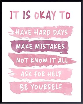 Motivation Inspiration Wall Art - Positive Quotes Wall Decor - Encouragement Gift - Inspirational Gift for Woman Girl Daughter Entrepreneur - Pink Motivational poster - Home Office Bedroom Bathroom