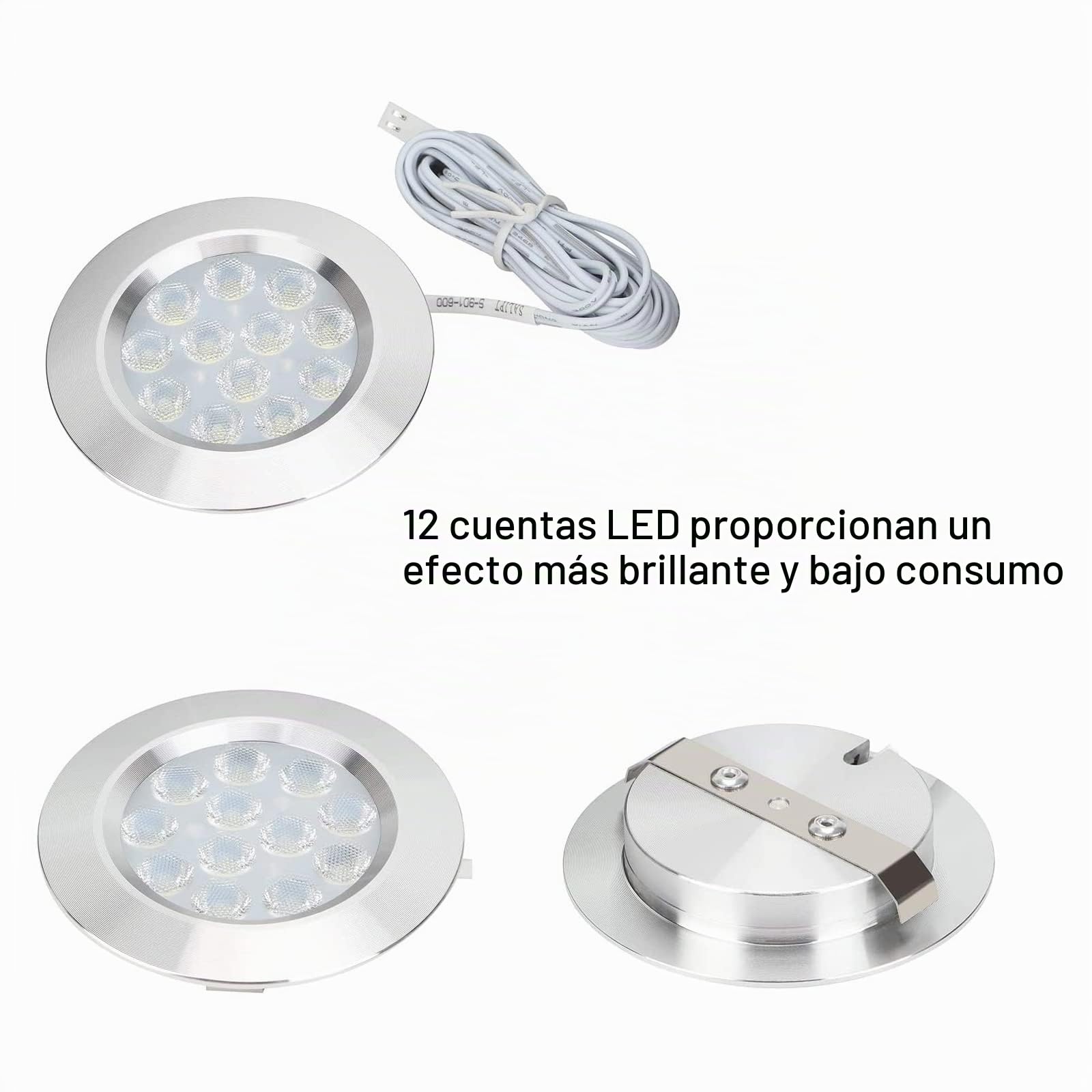 BRAUTO 12V Led Camper Interior Cargador Spot Luz para Camper Caravan Motorhome Barco (3000K 6pzs Foco empotrable)