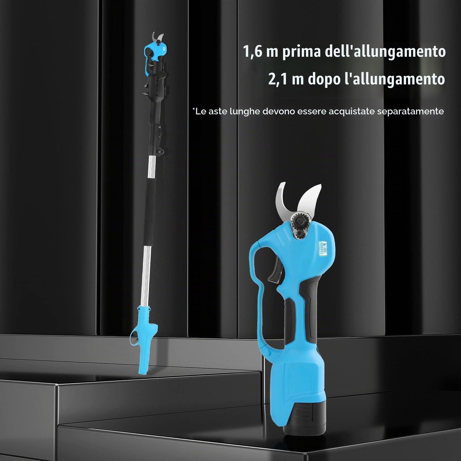 Forbici elettriche da potatura da 30 mm Potatore professionale a batteria con batteria da 2 pezzi da 2 Ah per la potatura, il giardinaggio, la vigna, l'albero da frutto (8610)