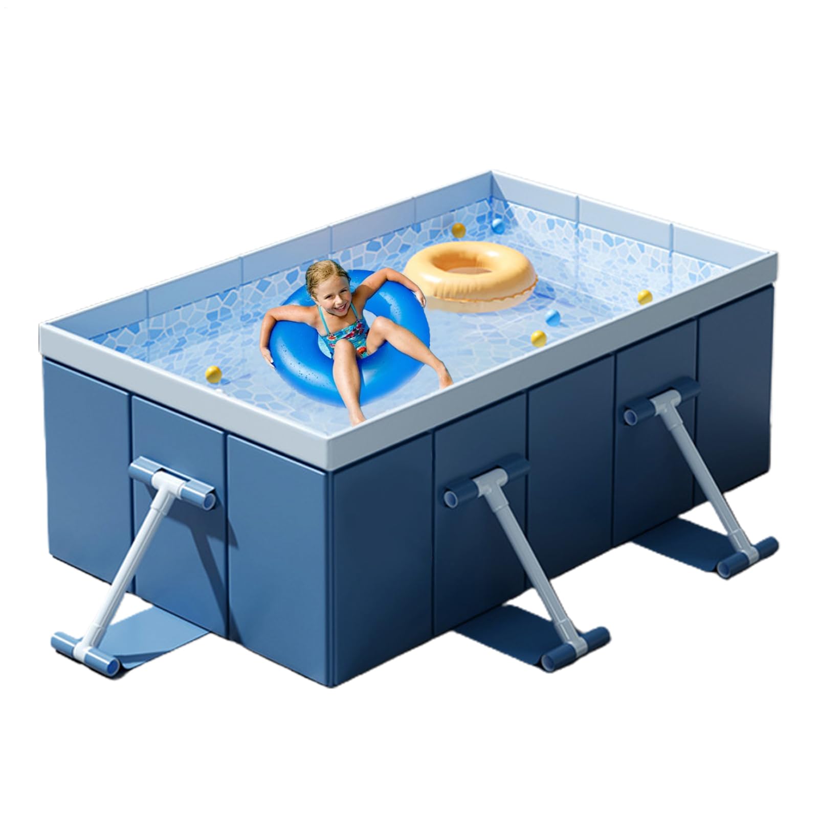 Bsbkoj Foldable Pool, Portable Pool, Non-Unflatable Hard-Shell Pool for Adults and Children, Summer Outdoor Toy for Garden Outdoor and