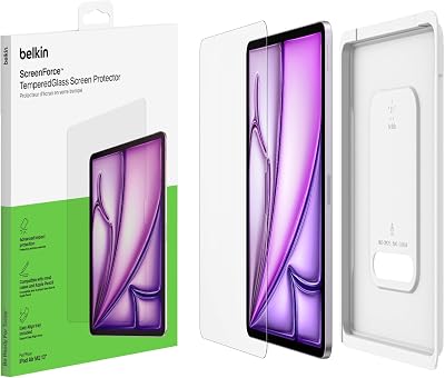 Belkin ScreenForce TemperedGlass Screen Protector for iPad Air 13" 9H Hardness Tempered Glass 0.33mm Thin Anti-Scratch Eas...