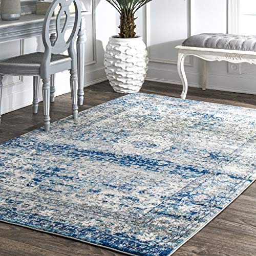 nuLOOM Lela Medallion Area Rug, 9' 10" x 14', Light Blue