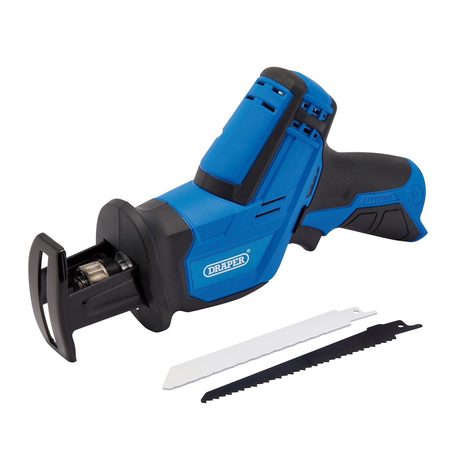 Draper 12V Cordless Reciprocating Saw Bare Unit - Blue - Wood/Metal Cutting - Variable Speed