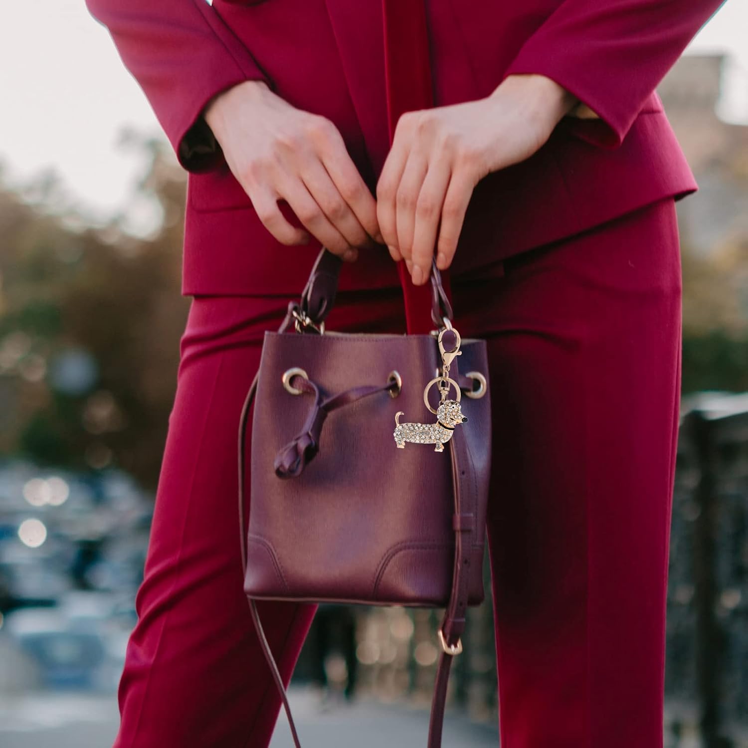 GOOTRADES Set of 3 Bling Dog Dachshund Keychain, Rhinestone Weiner Dog Key Chain Handbag Pendant Car Decor Key Ring - Image 8