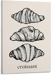 Croissant Pastry Kitchen Wall Art Foodie Design Breakfast Chef Gift Creative Bakery Décor for Apartment & Home 16x24inch(40x60cm)
