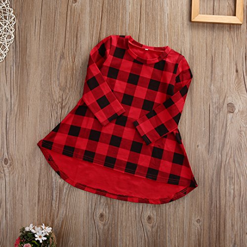 Lovely Baby Kids Girl Dress Plaids Checked Party Princess Formal Dresses Tutu (3-4Years) Red #TOP7