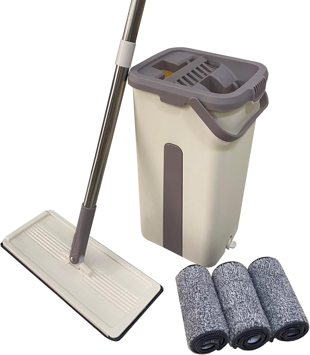 Flat Mop and Bucket with Wringer Set for Floor Cleaning, Separates Dirty and Clean Water, Wall Cleaner Mop, 4pcs Washable Microfiber Pads Flat Mop and Bucket with Wringer Set for Floor Cleaning, Separates Dirty and Clean Water, Wall Cleaner Mop, 4pcs Washable Microfiber Pads