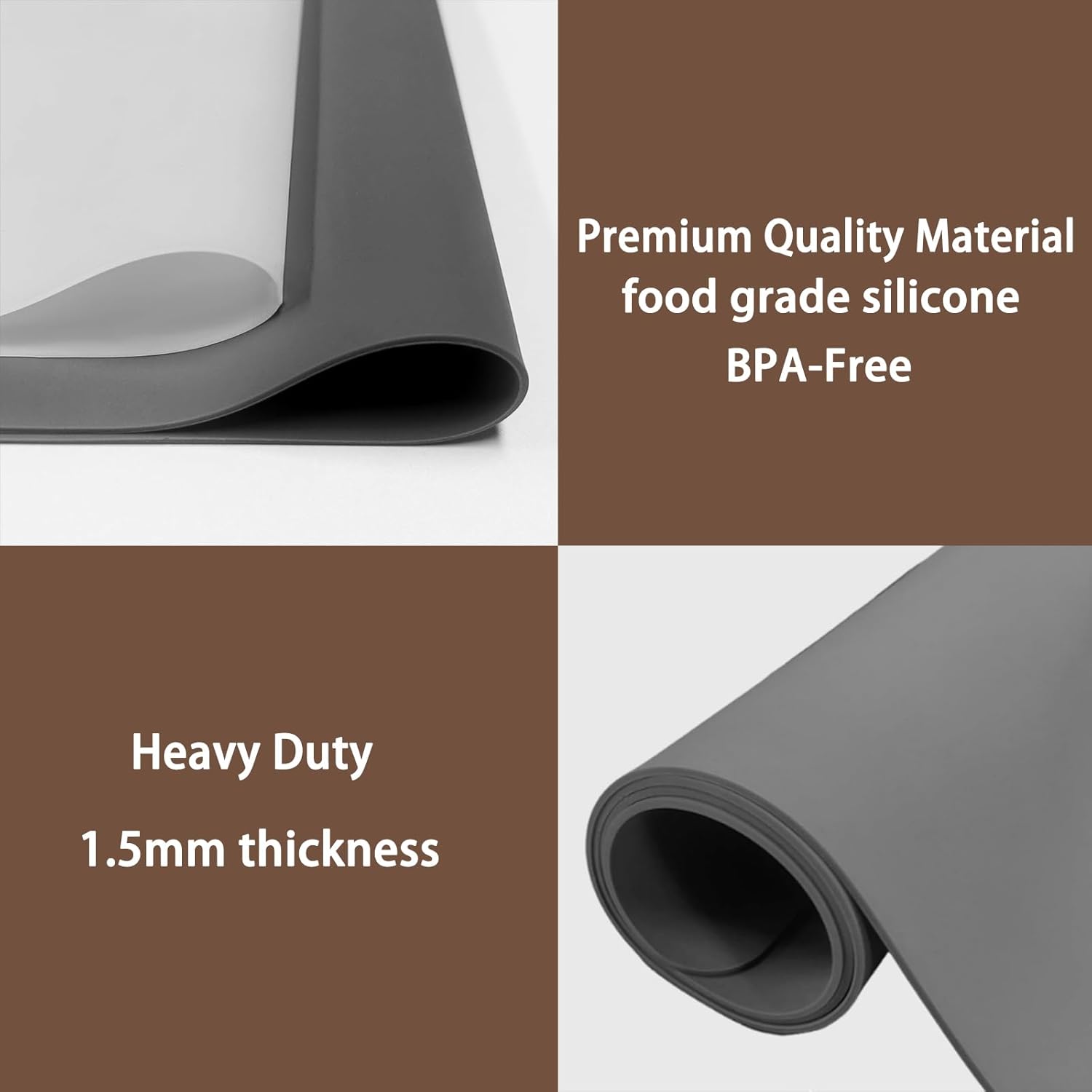 47.3''x23.6'' Extra Large Silicone Mat for Kitchen Counter, 1.4MM Thick Non-Slip Heat Resistant Countertop Protector, Waterproof Durable Kitchen Mat for Countertops, Islands (Black)