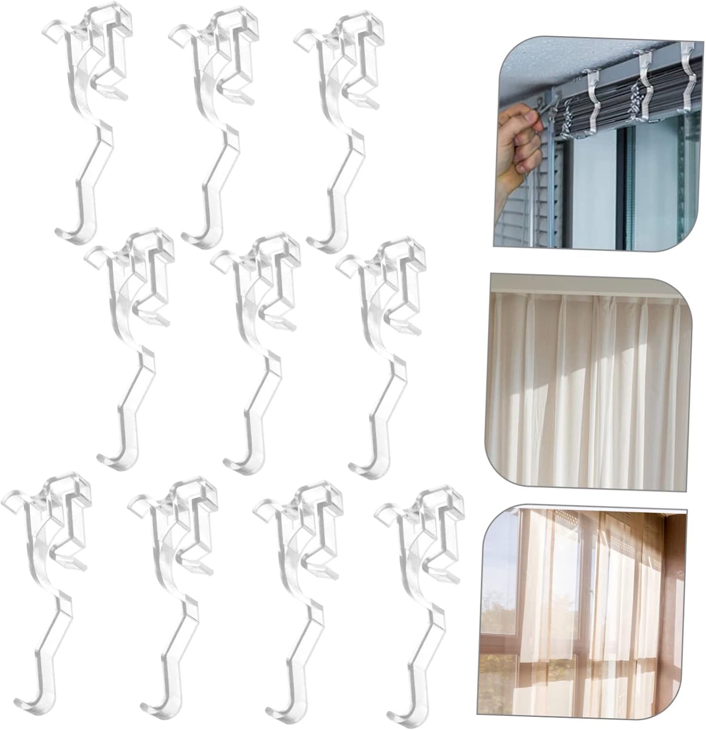 Garneck 50pcs Clear Valance Clips for Horizontal Blinds Plastic Retainer Clamps for Window Treatments Secure Valance Holders for Home Use