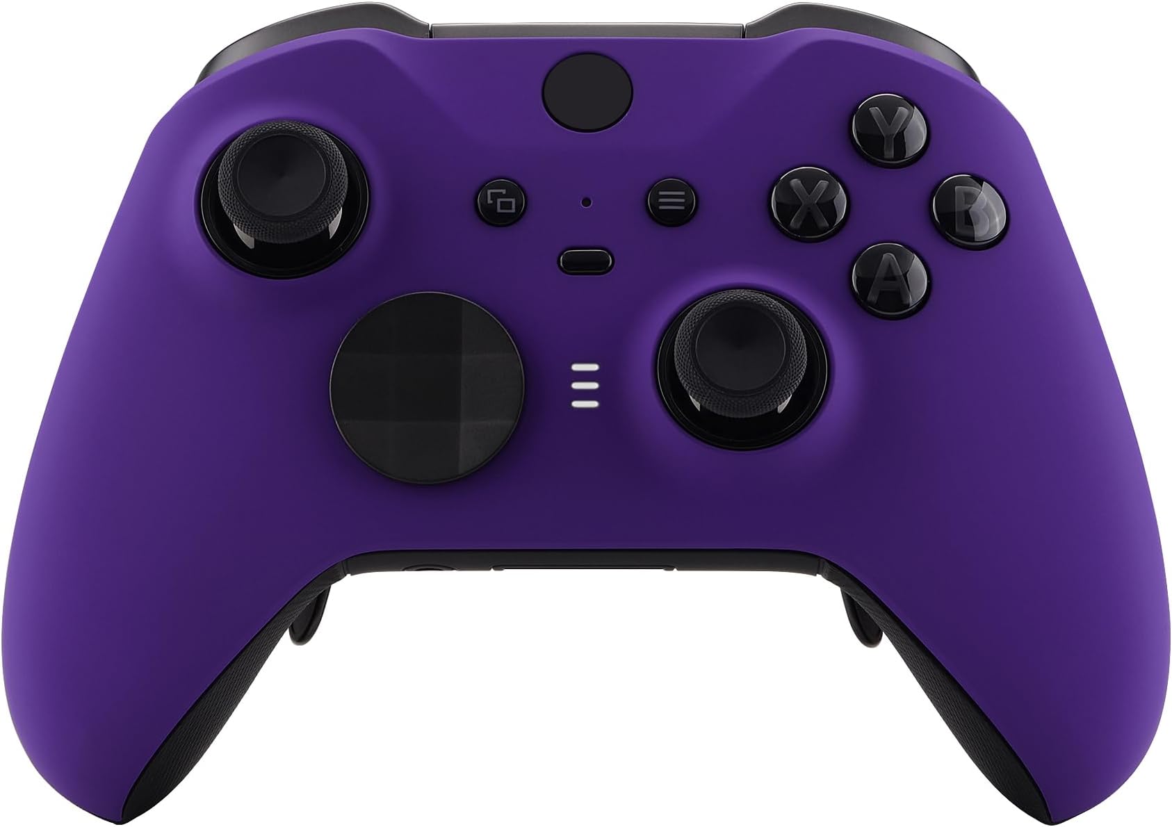 eXtremeRate Purple Grip Faceplate Cover, Soft Touch Front Housing Shell Case DIY Replacement Parts for Xbox One Elite Series 2 Game Controller (Model 1797) - Thumbstick Accent Rings are Included