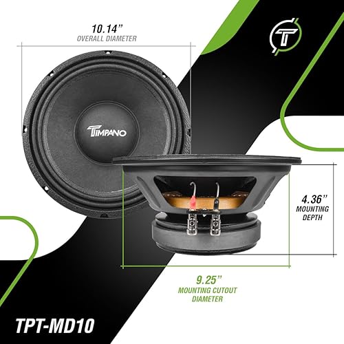 Miniatura 4 de Timpano TPT-MD10 V2 - Altavoz de bajos medios de 10 pulgadas Pro Audio 650 vatios de potencia continua, altavoz de bajos medios de 8 ohmios para