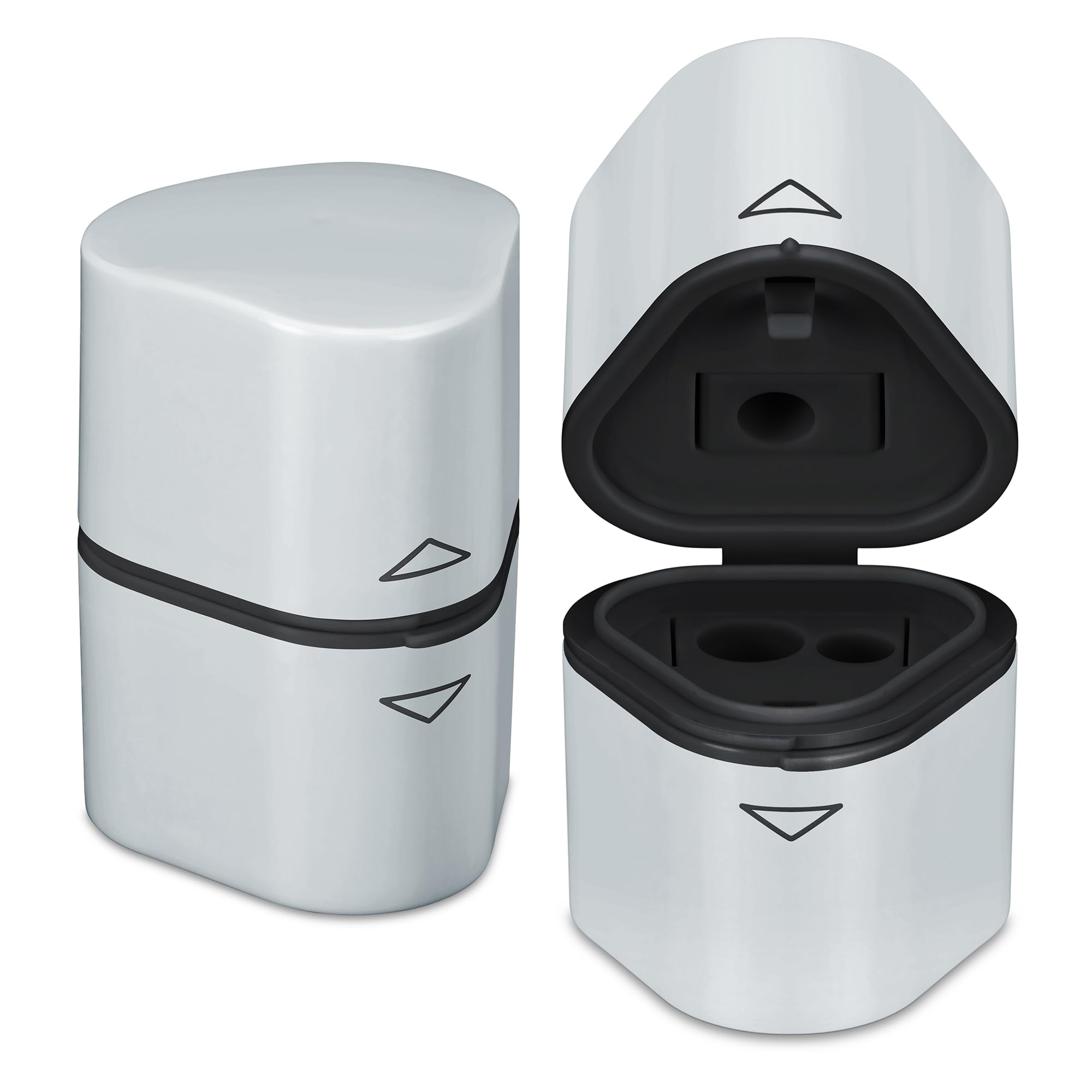 Pencil Sharpeners with Container - Perfect for Kids Students, Artists - Manual Pencil Sharpener Pack of 2 (Grey) - Image 2