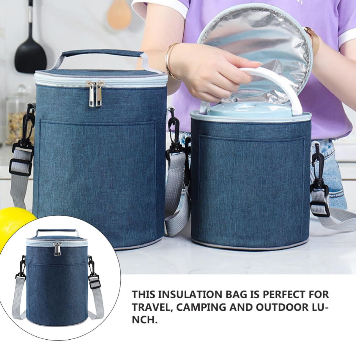 jojofuny 1pieza Bolsa Térmica para Almuerzo Mediana de Aluminio Portátil con Aislamiento de Oxford Bolsa Isotérmica para Comida de Camping y Trabajo Contenedor de Almacenamiento Resistente