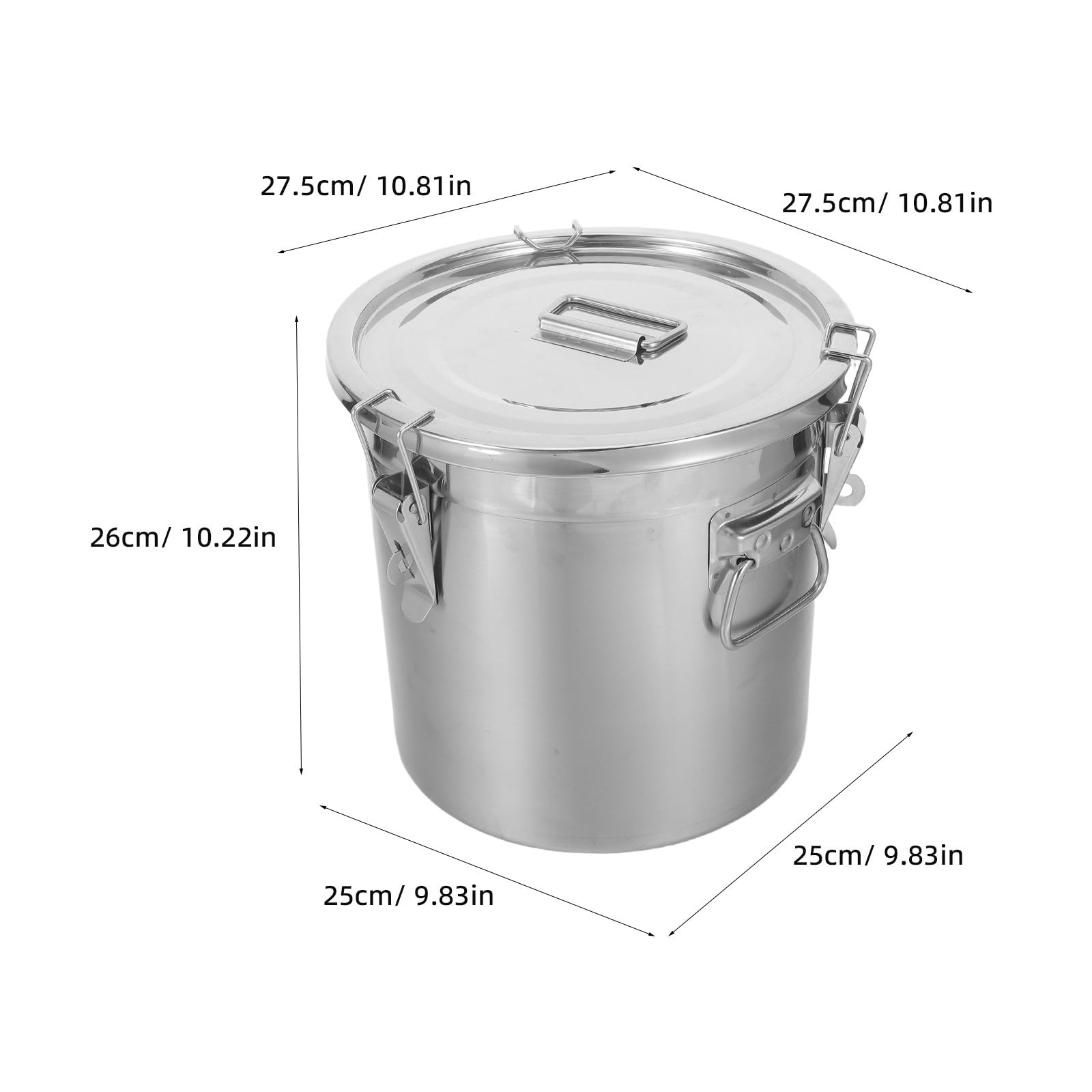 Recipientes de acero inoxidable para almacenar alimentos con tapa y cierre, tarro de almacenamiento hermético de 12 L/3,2 galones para arroz, harina, granos, legumbres, cereales, despensa y