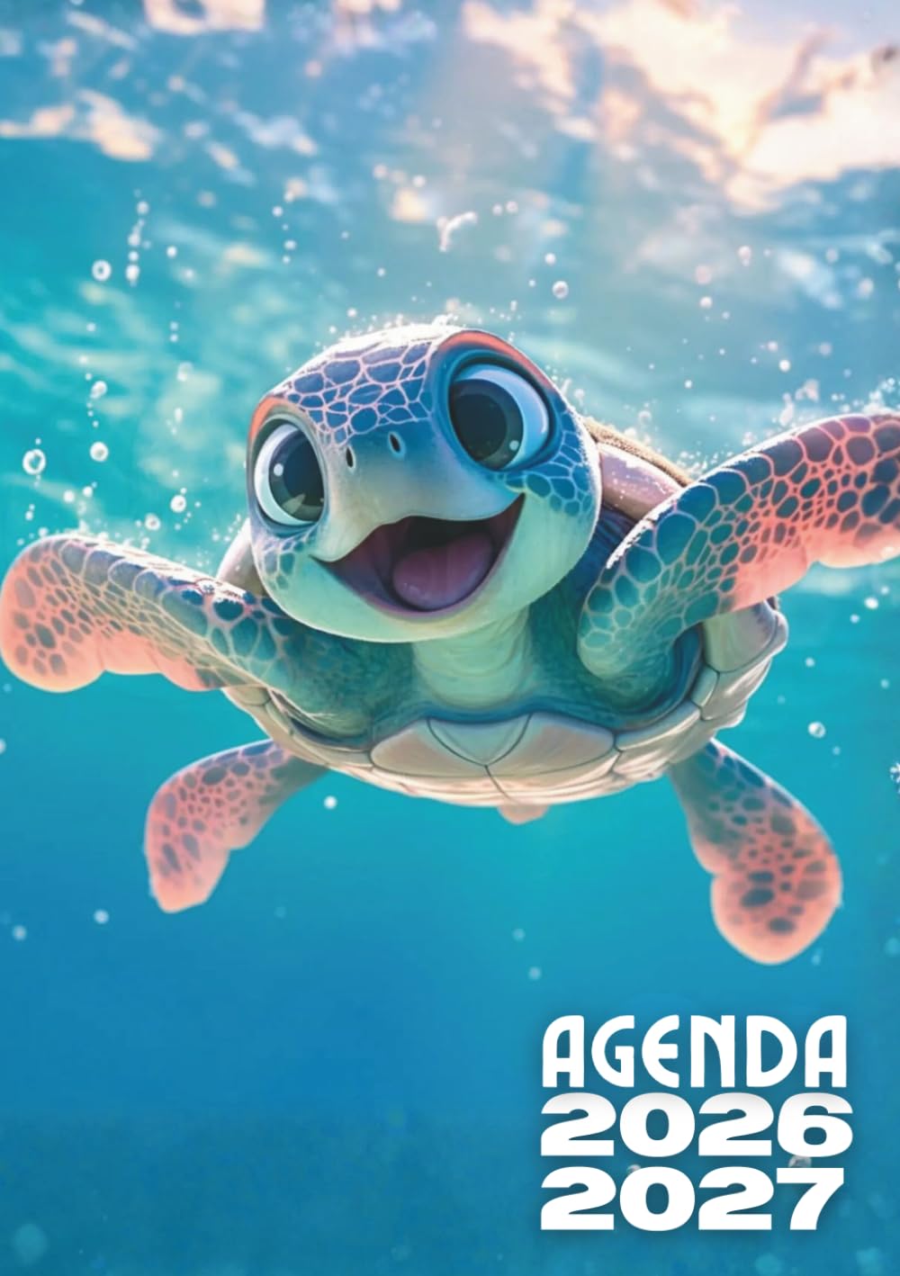 Agenda Scolaire 2026 2027 Tortue Kawaii: Planificateur de Mission Quotidien avec Petit Reptile Mignon | Cahier de Textes pour Élève de Septembre à Juillet | Organisateur Carapace