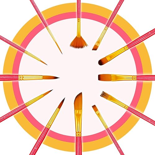 Miniatura 5 de Transon Juego de 12 pinceles para acuarela acrílica, gouache, óleo, pintura artesanal, color rosa