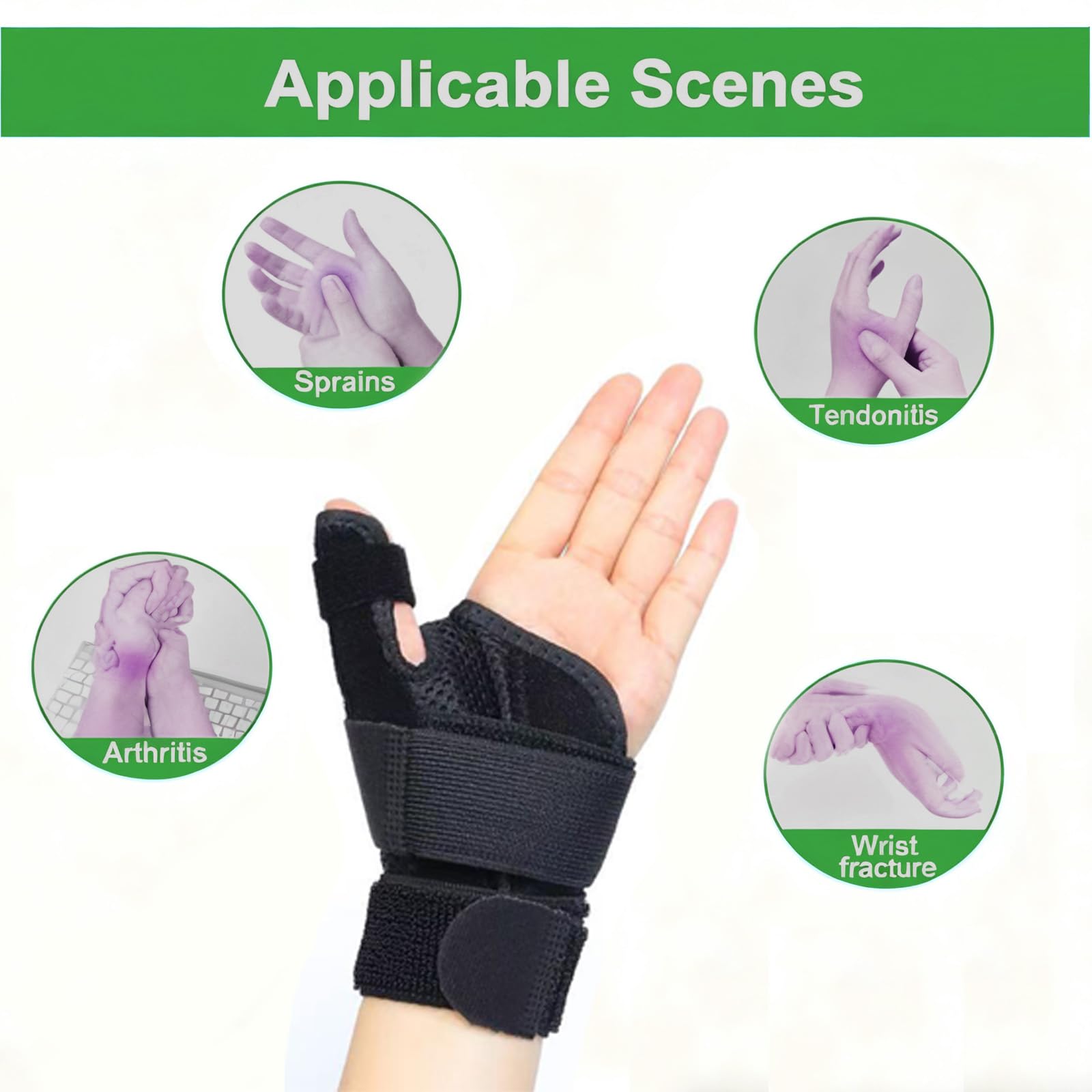Orthèse De Pouce Gauche/droite Taille Unique – Attelle Ergonomique, Respirante, Ouverte, Pour Arthrite/tendinite/rééducation