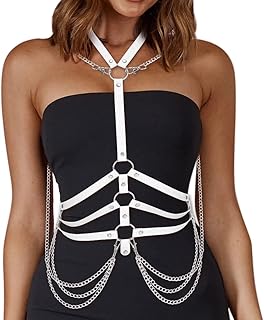 Fashion Harness Belt Plus Size Harness Waist Belts Punk Leather Body Harness for Women (White) - Buy now