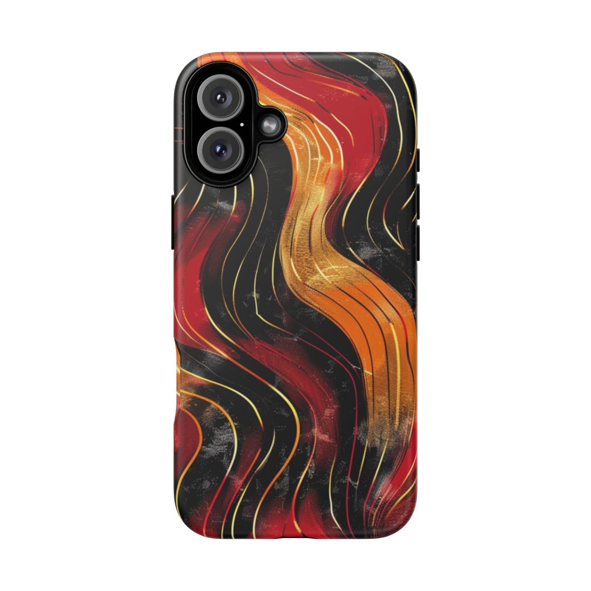 Coque iPhone 16 Plus motif abstrait ondulé rouge orange - Protection rigide mate - 5