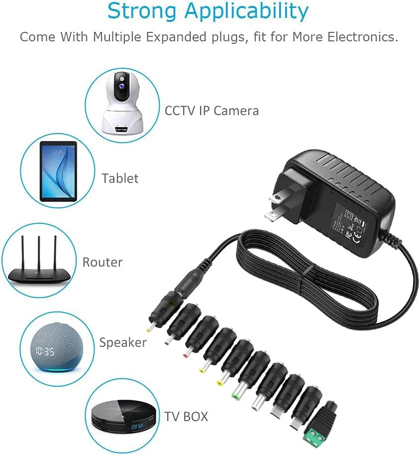 Miniatura 3 de Guy-Tech Adaptador de fuente de alimentación de 5V 2A 10W DC Cargador de enchufe de pared ACDC AC 100V-240V a DC 5 voltios 2Amp 1A 1.5A Cable de